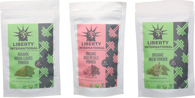 

LIBERTY INTERNATIONAL Heena & Rose & Neem Powder ( 227 Gm Each ) For Face , Hair & Skin Care Certified C18(Set of 3)