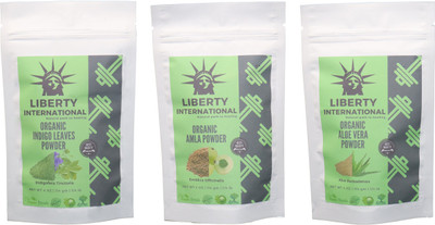 

LIBERTY INTERNATIONAL Indigo & Amla & Aloevera Powder ( 114 Gm Each ) For Face , Hair & Skin Care Certified C18(Set of 3)