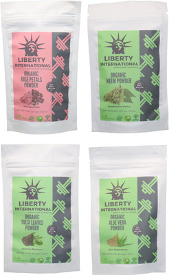 

LIBERTY INTERNATIONAL Rose & Neem & Tulsi & Aloevera Powder ( 227 Gm Each ) For Face , Hair & Skin Care Certified C18(Set of 4)