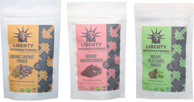 

LIBERTY INTERNATIONAL Soapnut & Hibiscus & Tulsi Powder ( 114 Gm Each ) For Face , Hair & Skin Care Certified C18(Set of 3)
