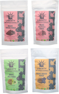 

LIBERTY INTERNATIONAL Hibiscus & Rose & Amla & Shikakai Powder ( 227 Gm Each ) For Face , Hair & Skin Care Certified C18(Set of 4)