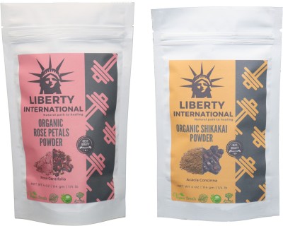 

LIBERTY INTERNATIONAL Rose & Shikakai Powder ( 114 Gm Each ) For Face , Hair & Skin Care Certified C18(Set of 2)