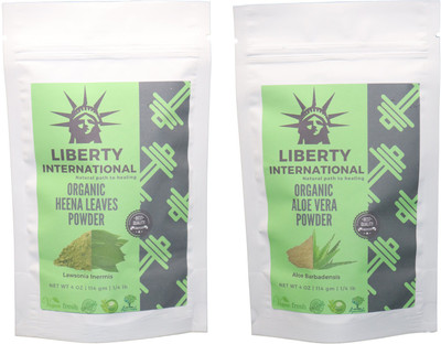 

LIBERTY INTERNATIONAL Heena & Aloevera Powder ( 114 Gm Each ) For Face , Hair & Skin Care Certified C18(Set of 2)