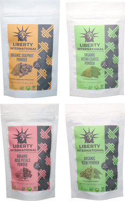 

LIBERTY INTERNATIONAL Soapnut & Heena & Rose & Neem Powder ( 114 Gm Each ) For Face , Hair & Skin Care Certified C18(Set of 4)