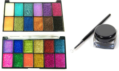 

spirea collection profession glitter eyeshadow palette and gel eyeliner(Set of 3)