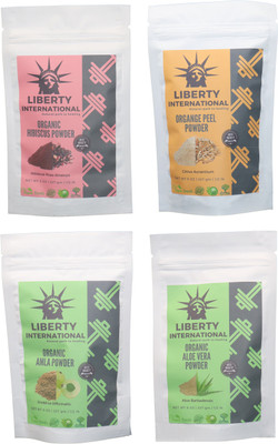 

LIBERTY INTERNATIONAL Hibiscus & Orange & Amla & Aloevera Powder ( 227 Gm Each ) For Face , Hair & Skin Care Certified C18(Set of 4)
