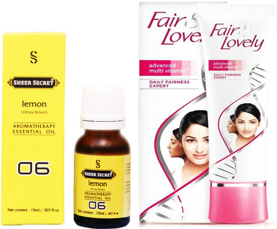 

Sheer Secret Lemon Essential Oil 15 ml and Fair & Lovely Advance Multi Vitamin Cream 80 Grams(Set of 2)