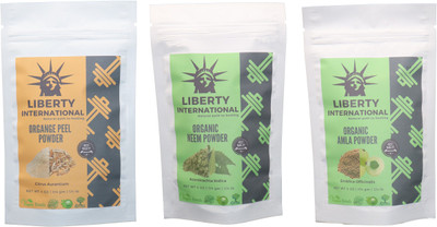 

LIBERTY INTERNATIONAL Orange & Neem & Amla Powder ( 114 Gm Each ) For Face , Hair & Skin Care Certified C18(Set of 3)