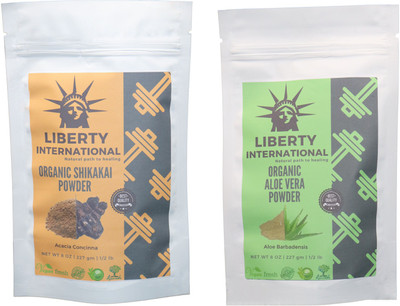 

LIBERTY INTERNATIONAL Shikakai & Aloevera Powder ( 227 Gm Each ) For Face , Hair & Skin Care Certified C18(Set of 2)