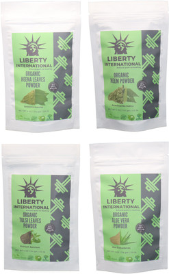 

LIBERTY INTERNATIONAL Heena & Neem & Tulsi & Aloevera Powder ( 114 Gm Each ) For Face , Hair & Skin Care Certified C18(Set of 4)