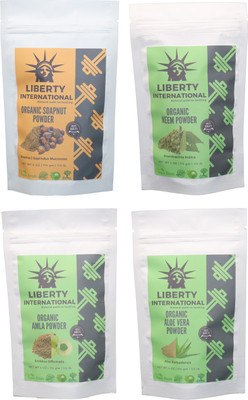 

LIBERTY INTERNATIONAL Soapnut & Neem & Amla & Aloevera Powder ( 114 Gm Each ) For Face , Hair & Skin Care Certified C18(Set of 4)
