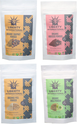 

LIBERTY INTERNATIONAL Soapnut & Hibiscus & Orange & Amla Powder ( 114 Gm Each ) For Face , Hair & Skin Care Certified C18(Set of 4)