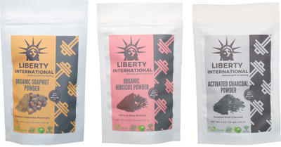 

LIBERTY INTERNATIONAL Soapnut & Hibiscus & Charcoal Powder ( 114 Gm Each ) For Face , Hair & Skin Care Certified C18(Set of 3)