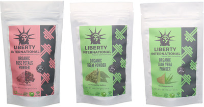 

LIBERTY INTERNATIONAL Rose & Neem & Aloevera Powder ( 114 Gm Each ) For Face , Hair & Skin Care Certified C18(Set of 3)