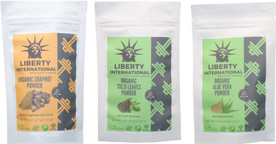 

LIBERTY INTERNATIONAL Soapnut & Tulsi & Aloevera Powder ( 227 Gm Each ) For Face , Hair & Skin Care Certified C18(Set of 3)