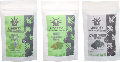 

LIBERTY INTERNATIONAL Indigo & Heena & Charcoal Powder ( 114 Gm Each ) For Face , Hair & Skin Care Certified C18(Set of 3)