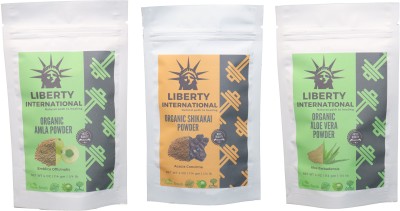 

LIBERTY INTERNATIONAL Amla & Shikakai & Aloevera Powder ( 114 Gm Each ) For Face , Hair & Skin Care Certified C18(Set of 3)