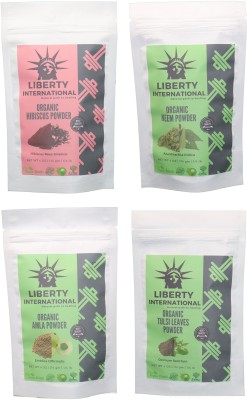 

LIBERTY INTERNATIONAL Hibiscus & Neem & Amla & Tulsi Powder ( 114 Gm Each ) For Face , Hair & Skin Care Certified C18(Set of 4)