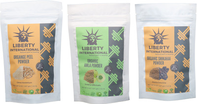 

LIBERTY INTERNATIONAL Orange & Amla & Shikakai Powder ( 227 Gm Each ) For Face , Hair & Skin Care Certified C18(Set of 3)
