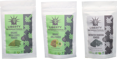 

LIBERTY INTERNATIONAL Heena & Amla & Charcoal Powder ( 227 Gm Each ) For Face , Hair & Skin Care Certified C18(Set of 3)