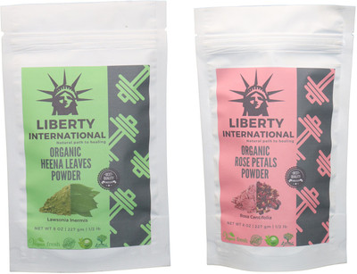 

LIBERTY INTERNATIONAL Heena & Rose Powder ( 227 Gm Each ) For Face , Hair & Skin Care Certified C18(Set of 2)