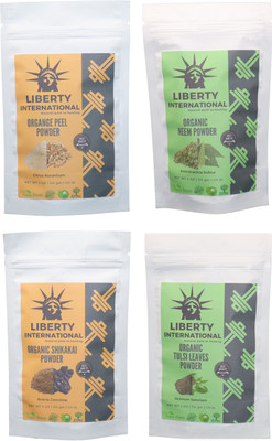 

LIBERTY INTERNATIONAL Orange & Neem & Shikakai & Tulsi Powder ( 114 Gm Each ) For Face , Hair & Skin Care Certified C18(Set of 4)