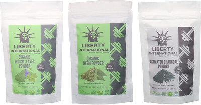 

LIBERTY INTERNATIONAL Indigo & Neem & Charcoal Powder ( 227 Gm Each ) For Face , Hair & Skin Care Certified C18(Set of 3)