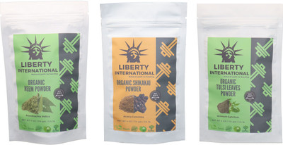 

LIBERTY INTERNATIONAL Neem & Shikakai & Tulsi Powder ( 114 Gm Each ) For Face , Hair & Skin Care Certified C18(Set of 3)