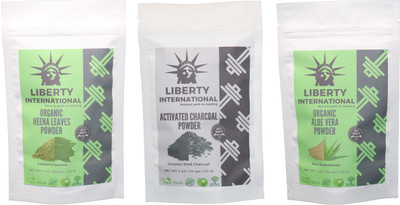 

LIBERTY INTERNATIONAL Heena & Charcoal & Aloevera Powder ( 114 Gm Each ) For Face , Hair & Skin Care Certified C18(Set of 3)