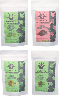 

LIBERTY INTERNATIONAL Indigo & Hibiscus & Amla & Tulsi Powder ( 114 Gm Each ) For Face , Hair & Skin Care Certified C18(Set of 4)