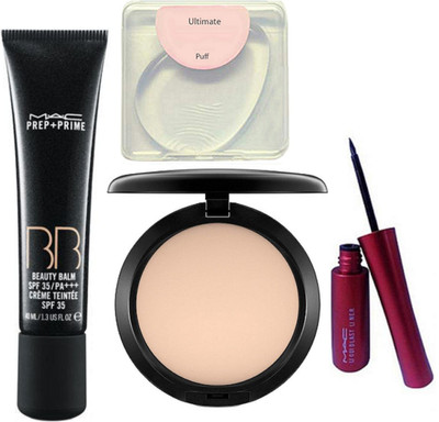 

Ultimate silicon puff, prep+prime BB beauty balm, studio fix compact , liquid last eyeliner(Set of 4)
