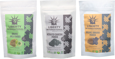 

LIBERTY INTERNATIONAL Amla & Charcoal & Shikakai Powder ( 227 Gm Each ) For Face , Hair & Skin Care Certified C18(Set of 3)