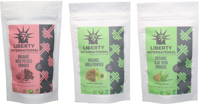 

LIBERTY INTERNATIONAL Rose & Amla & Aloevera Powder ( 114 Gm Each ) For Face , Hair & Skin Care Certified C18(Set of 3)