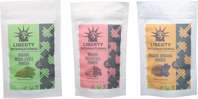 

LIBERTY INTERNATIONAL Heena & Rose & Shikakai Powder ( 227 Gm Each ) For Face , Hair & Skin Care Certified C18(Set of 3)