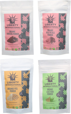 

LIBERTY INTERNATIONAL Hibiscus & Rose & Orange & Aloevera Powder ( 227 Gm Each ) For Face , Hair & Skin Care Certified C18(Set of 4)