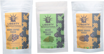 

LIBERTY INTERNATIONAL Soapnut & Heena & Shikakai Powder ( 227 Gm Each ) For Face , Hair & Skin Care Certified C18(Set of 3)