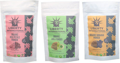 

LIBERTY INTERNATIONAL Rose & Amla & Shikakai Powder ( 227 Gm Each ) For Face , Hair & Skin Care Certified C18(Set of 3)