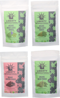 

LIBERTY INTERNATIONAL Indigo & Heena & Hibiscus & Neem Powder ( 227 Gm Each ) For Face , Hair & Skin Care Certified C18(Set of 4)