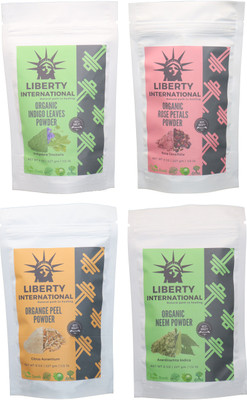 

LIBERTY INTERNATIONAL Indigo & Rose & Orange & Neem Powder ( 227 Gm Each ) For Face , Hair & Skin Care Certified C18(Set of 4)