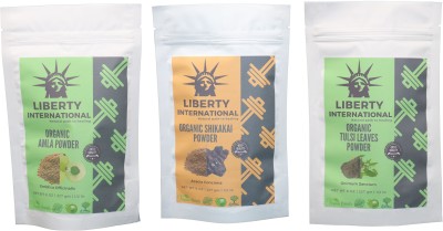 

LIBERTY INTERNATIONAL Amla & Shikakai & Tulsi Powder ( 227 Gm Each ) For Face , Hair & Skin Care Certified C18(Set of 3)