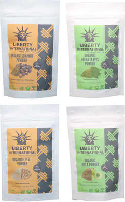 

LIBERTY INTERNATIONAL Soapnut & Heena & Orange & Amla Powder ( 114 Gm Each ) For Face , Hair & Skin Care Certified C18(Set of 4)