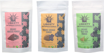 

LIBERTY INTERNATIONAL Hibiscus & Shikakai & Aloevera Powder ( 114 Gm Each ) For Face , Hair & Skin Care Certified C18(Set of 3)
