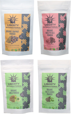 

LIBERTY INTERNATIONAL Soapnut & Rose & Amla & Tulsi Powder ( 114 Gm Each ) For Face , Hair & Skin Care Certified C18(Set of 4)