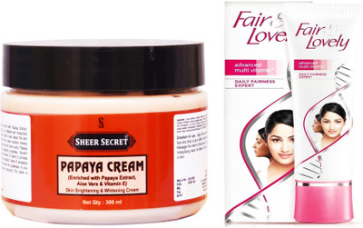 

Sheer Secret Papaya Cream 300ml and Fair & Lovely Advance Multi Vitamin Cream 80 Grams(Set of 2)