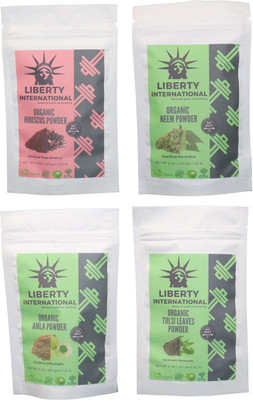 LIBERTY INTERNATIONAL Hibiscus & Neem & Amla & Tulsi Powder ( 227 Gm Each ) For Face , Hair & Skin Care(Set of 4)