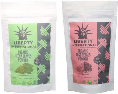 

LIBERTY INTERNATIONAL Heena & Rose Powder ( 114 Gm Each ) For Face , Hair & Skin Care Certified C18(Set of 2)
