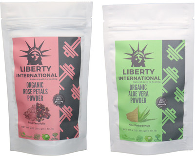 

LIBERTY INTERNATIONAL Rose & Aloevera Powder ( 114 Gm Each ) For Face , Hair & Skin Care Certified C18(Set of 2)