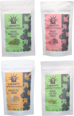 

LIBERTY INTERNATIONAL Heena & Rose & Orange & Aloevera Powder ( 227 Gm Each ) For Face , Hair & Skin Care Certified C18(Set of 4)