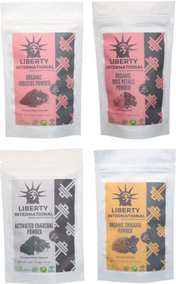 

LIBERTY INTERNATIONAL Hibiscus & Rose & Charcoal & Shikakai Powder ( 114 Gm Each ) For Face , Hair & Skin Care Certified C18(Set of 4)