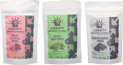 

LIBERTY INTERNATIONAL Rose & Neem & Charcoal Powder ( 227 Gm Each ) For Face , Hair & Skin Care Certified C9 684 g(Set of 3)
